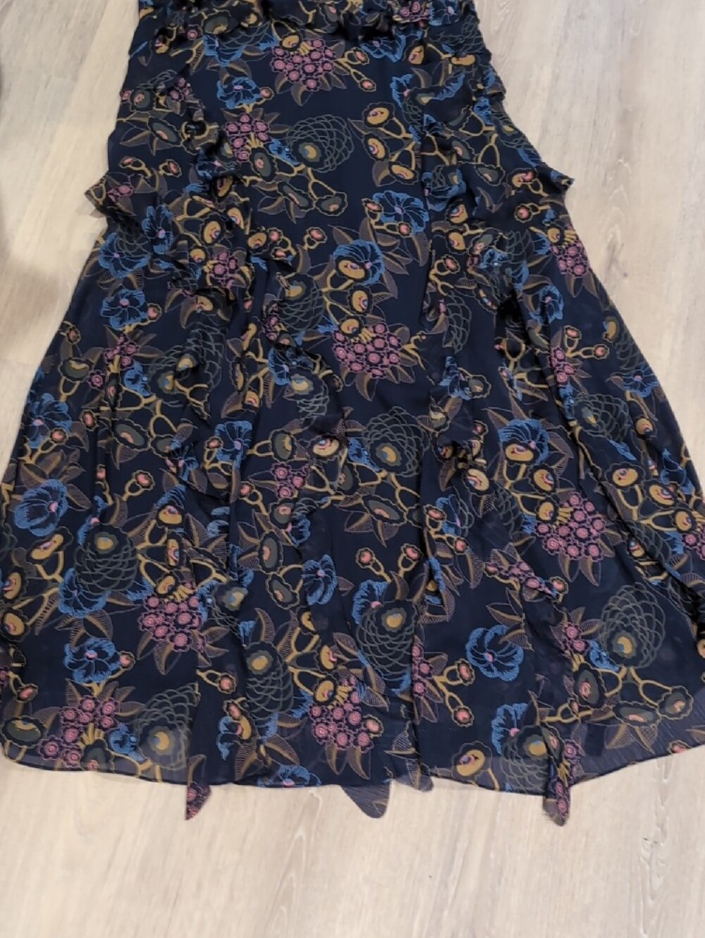Ted Baker Karolia Floral Ruffle Midi Dress with Purple Accents - Picture 12 of 12